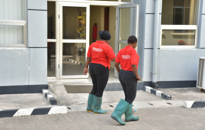 Cleaners Winding up their Work Day