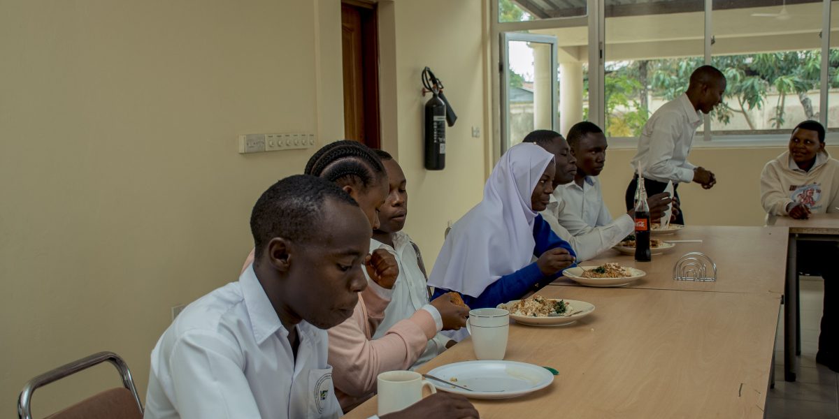 Students eating food at the Canteen