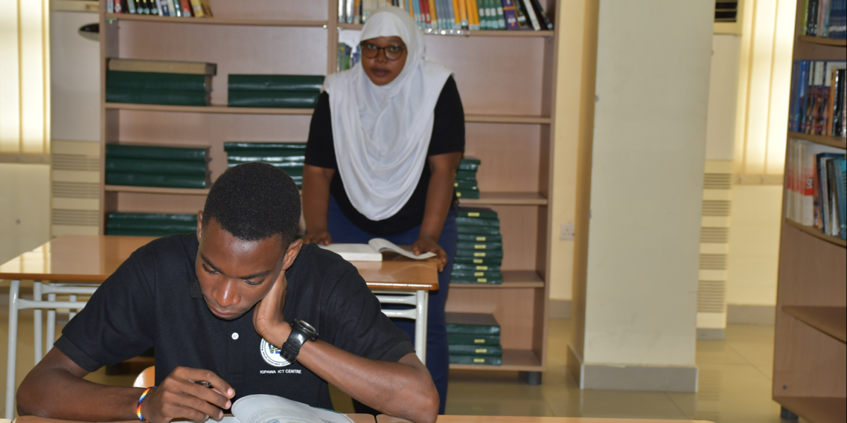 KICTC Students Researching in the Library